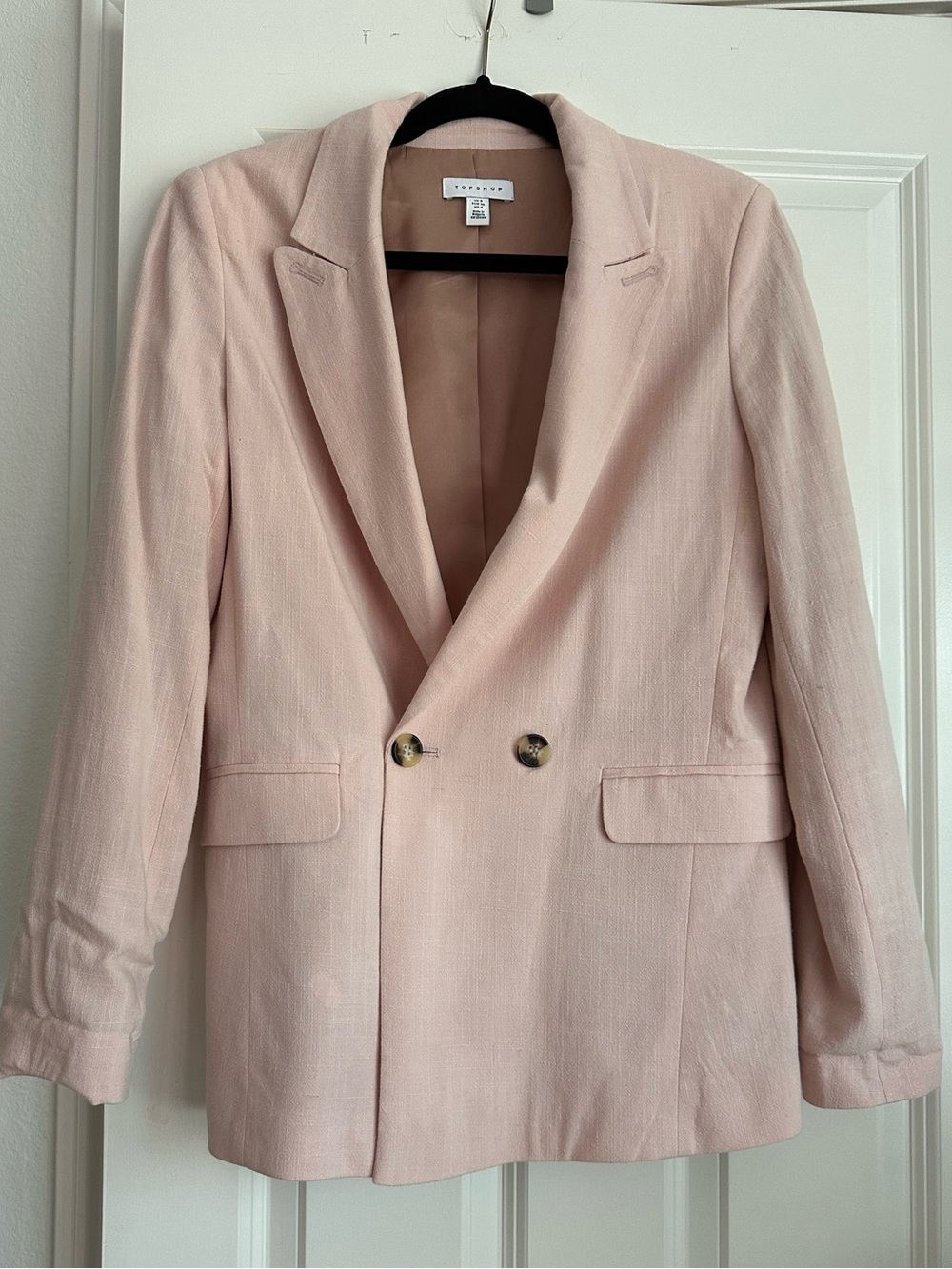 Topshop Light Pink Linen Blend Blazer (Size 4)